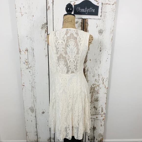 Anthropologie Antoinette Cream lace fit n flare dress - Picture 4 of 7